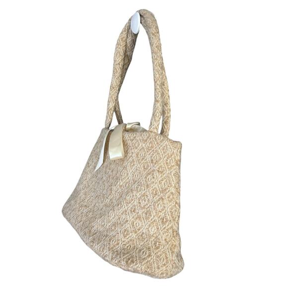 VTG Boyne Valley Weavers Wool-Blend Handbag Diamond Stitch Made In Ireland - Picture 5 of 8